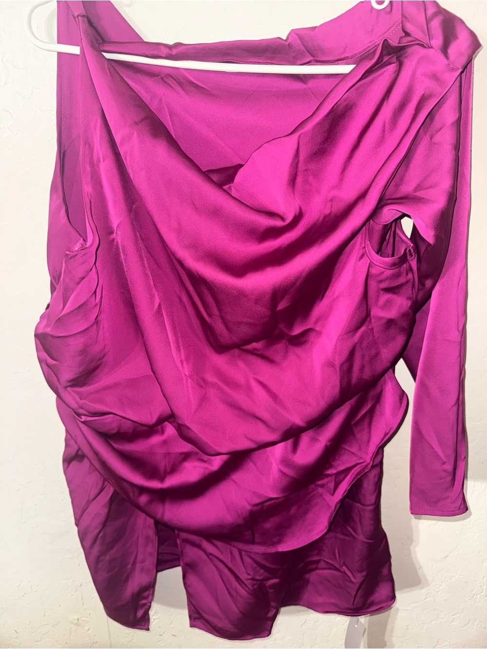 Missguided + Magenta Asymmetrical Draped Dress